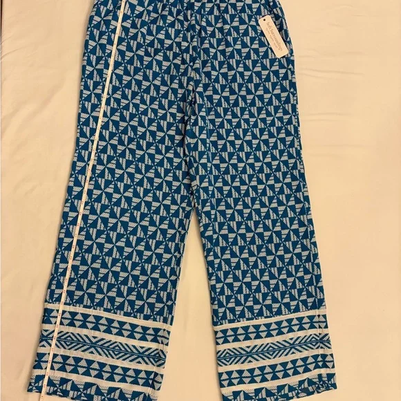 Soft Surroundings Women's Narah Blue Patterned Full Length Palazzo Pants sz M - Picture 2 of 6
